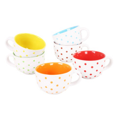 23oz bowl shaped glossy solid color thick jumbo custom emblem slogan printed ceramic cappuccino soup mug